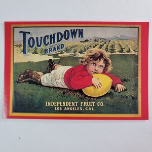 1987 postcard from 1900 art Touchdown brand football with lemon fall young boy